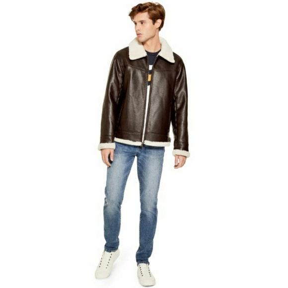 NEW GUESS Finn Faux-Shearling Aviator Jacket SZ S - Picture 5 of 5